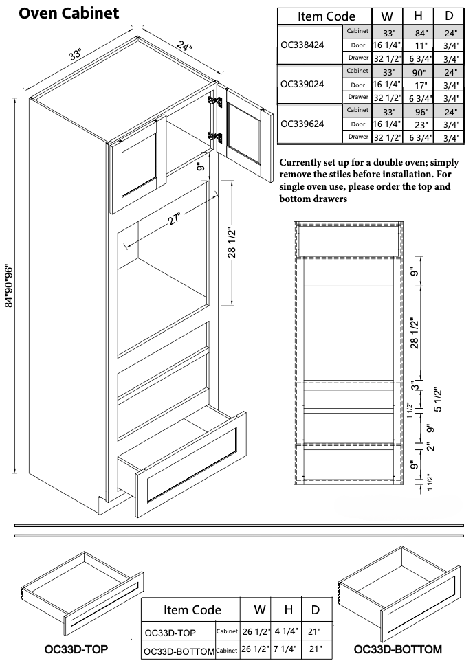 Oven Cabinet OC339624-1D