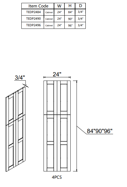 Tall End Decorative Panel TEDP2484