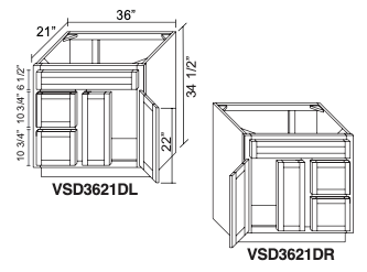 Vanity Sink Base with Two Drawers VSD3021DL