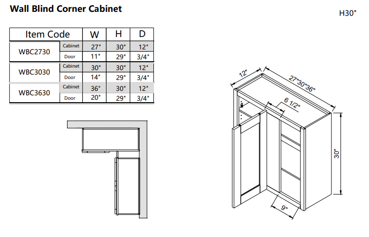 Wall Blind Corner WBC2730
