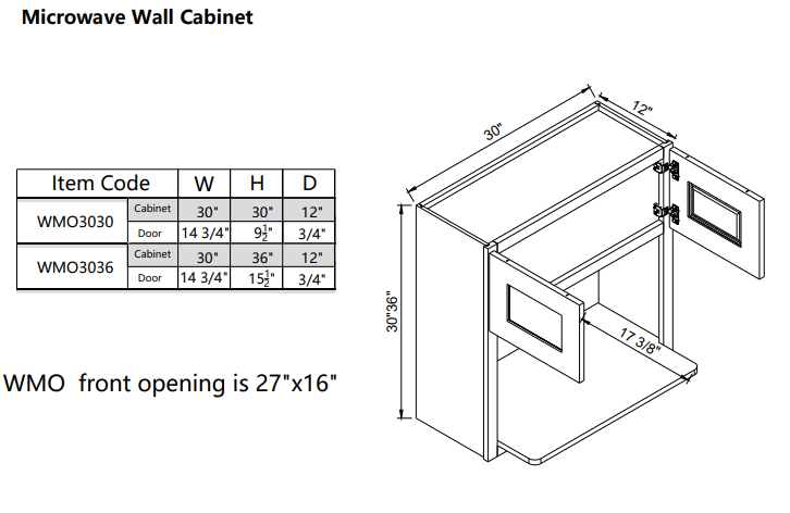 Microondas de pared WMO3036