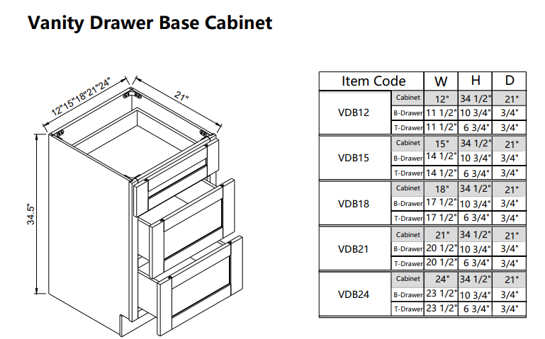 Vanity Drawer VDB12