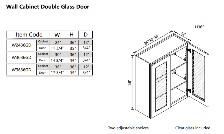 Wall Glass Door W2436GD