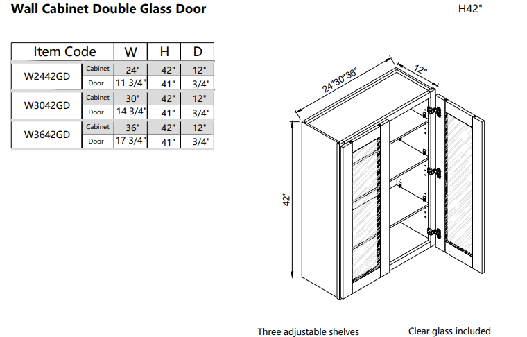 Puerta de vidrio de pared W2442GD