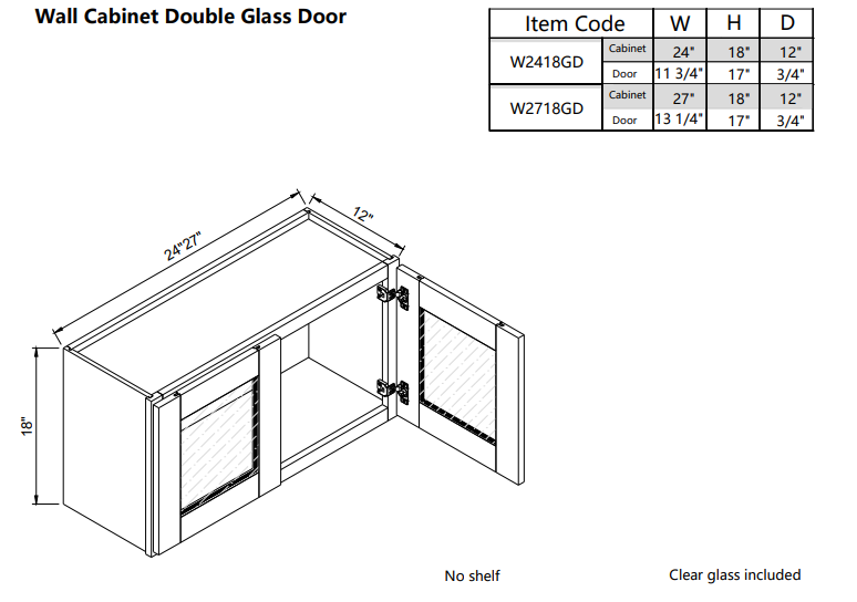 Puerta de vidrio de pared W2718GD