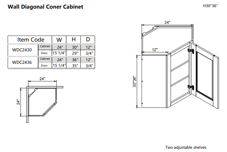 Wall Diagonal Corner WDC2436