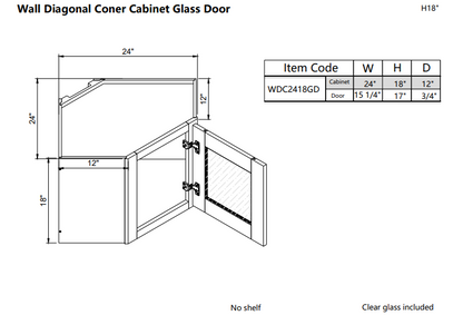 Wall Diagonal Corner Glass Door WDC2418GD